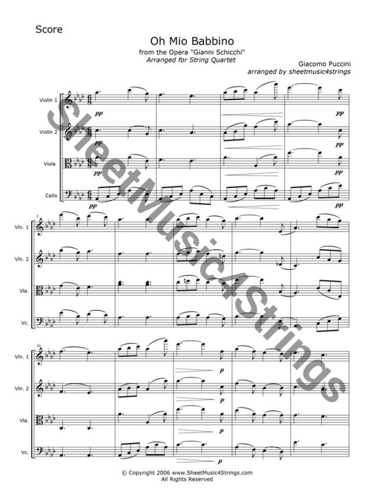 Puccini ‘O Mio Babbino Caro’ sheet music from Gianni Schicchi
