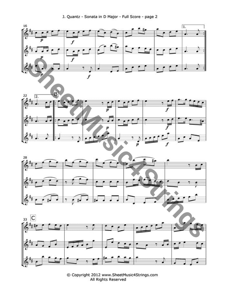 Quantz J. - Sonata In D Major Mvt. 1 (Three Violins) Trios