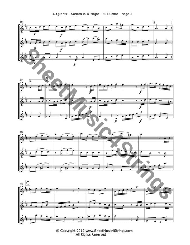Quantz J. - Sonata In D Major Mvt. 1 (Three Violins) Trios
