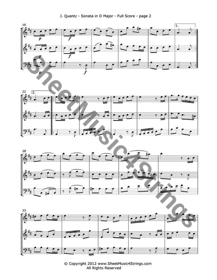 Quantz J. - Sonata In D Major Mvt. 1 (Two Violins And Cello) Trios