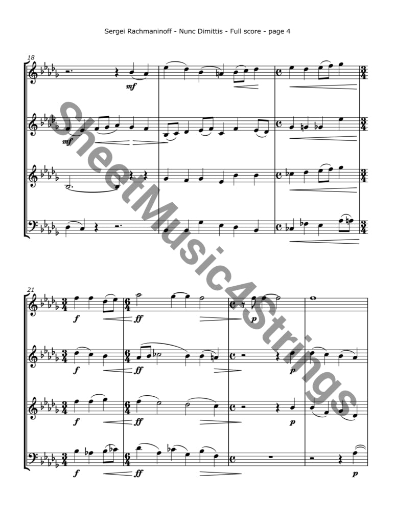 Rachmaninoff S. - Nunc Dimittis Op. 37 No. 5 (String Quartet) - Quartets