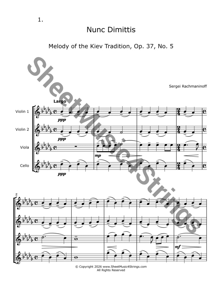 Rachmaninoff S. - Nunc Dimittis Op. 37 No. 5 (String Quartet) - Quartets