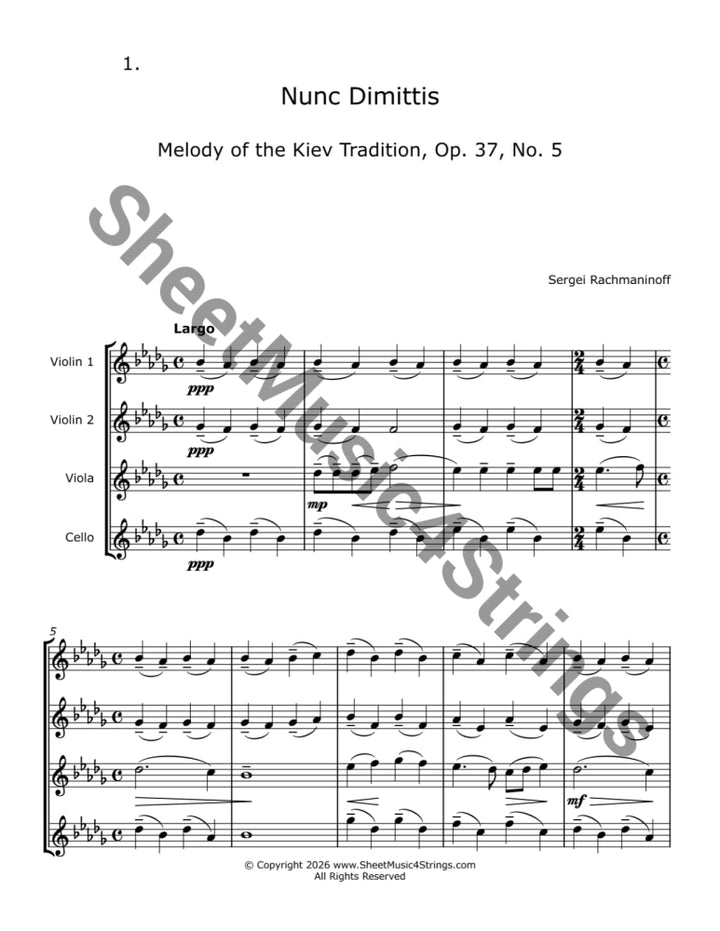 Rachmaninoff S. - Nunc Dimittis Op. 37 No. 5 (String Quartet) - Quartets