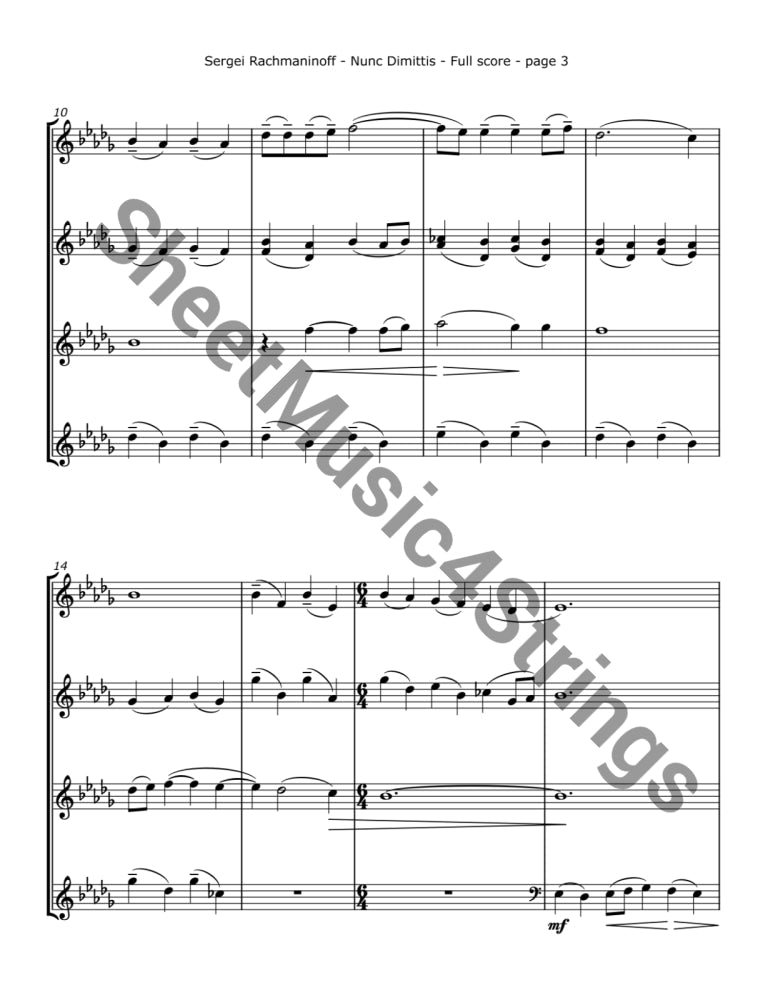 Rachmaninoff S. - Nunc Dimittis Op. 37 No. 5 (String Quartet) - Quartets