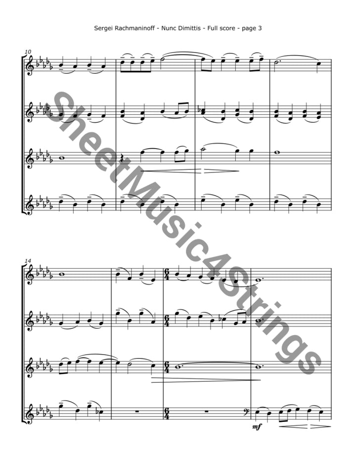 Rachmaninoff S. - Nunc Dimittis Op. 37 No. 5 (String Quartet) - Quartets
