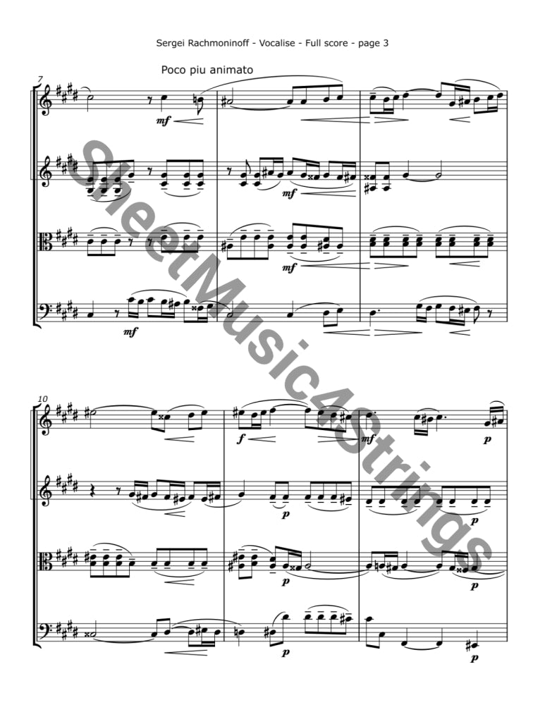 Rachmaninoff S. - Vocalise Op. 34 (String Quartet) - Quartets