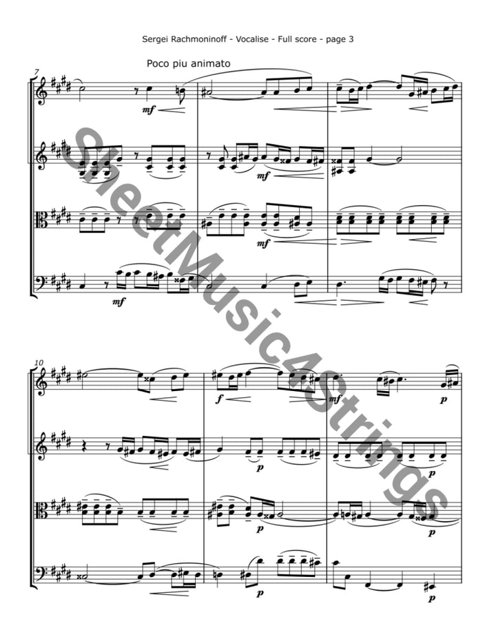 Rachmaninoff S. - Vocalise Op. 34 (String Quartet) - Quartets
