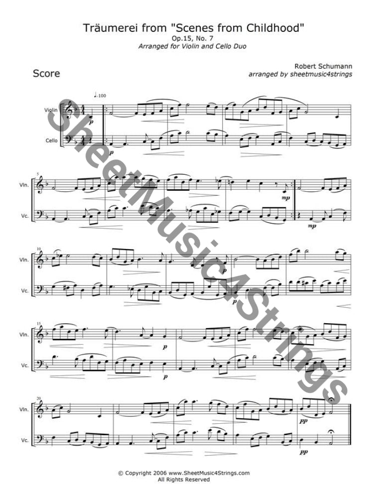 Schumann R. - Traumerei (Violin And Cello Duo) Duos