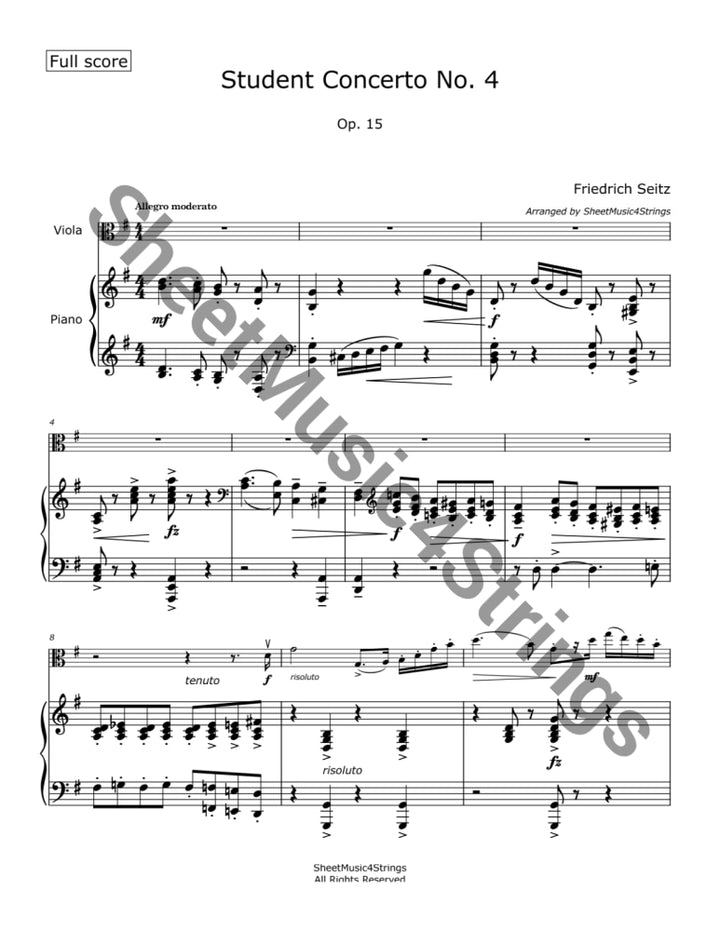 Seitz F. - Pupil’s Concerto No. 4 (Arranged For Viola And Piano) Piano