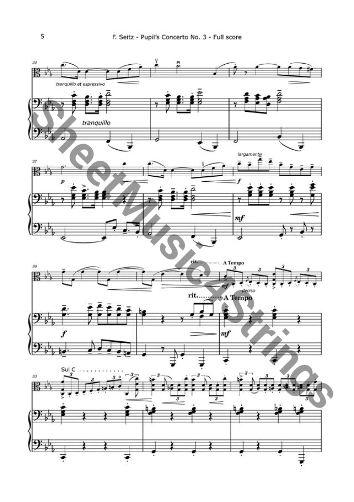 Seitz F. - Violin Concerto No. 3 Arranged For Viola And Piano