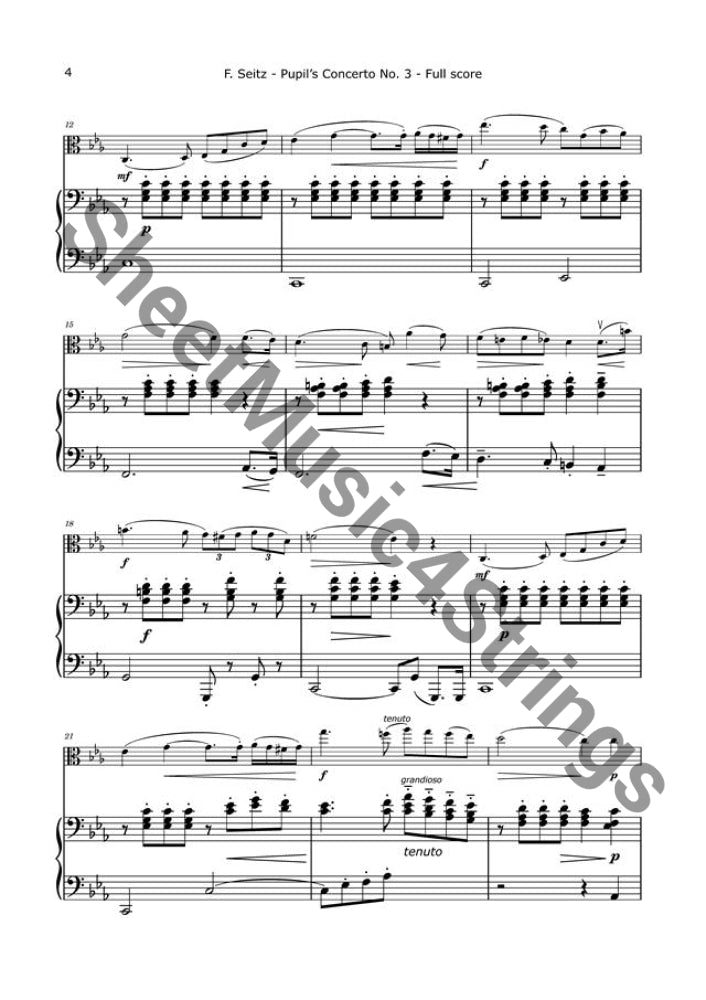 Seitz F. - Violin Concerto No. 3 Arranged For Viola And Piano