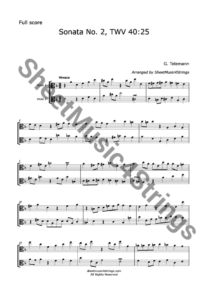 Telemann G. - Duo No.2 TWV 40:125 (Viola Duo) Sheet Music