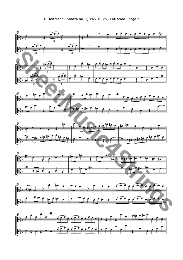 Telemann G. - Duo No.2 Twv 40:25 (Viola Duo) Sheet Music