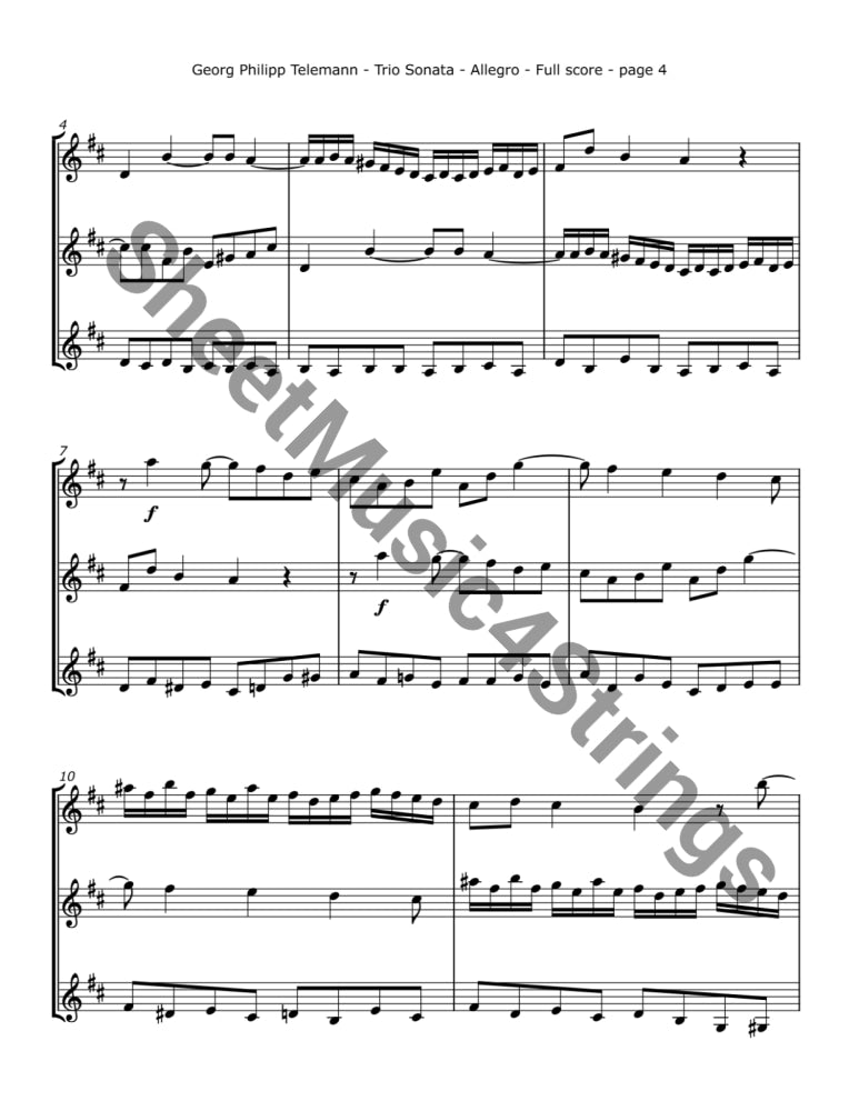 Telemann G.F. - Trio Sonata TWV 42:D12 (Three Violins) Trios