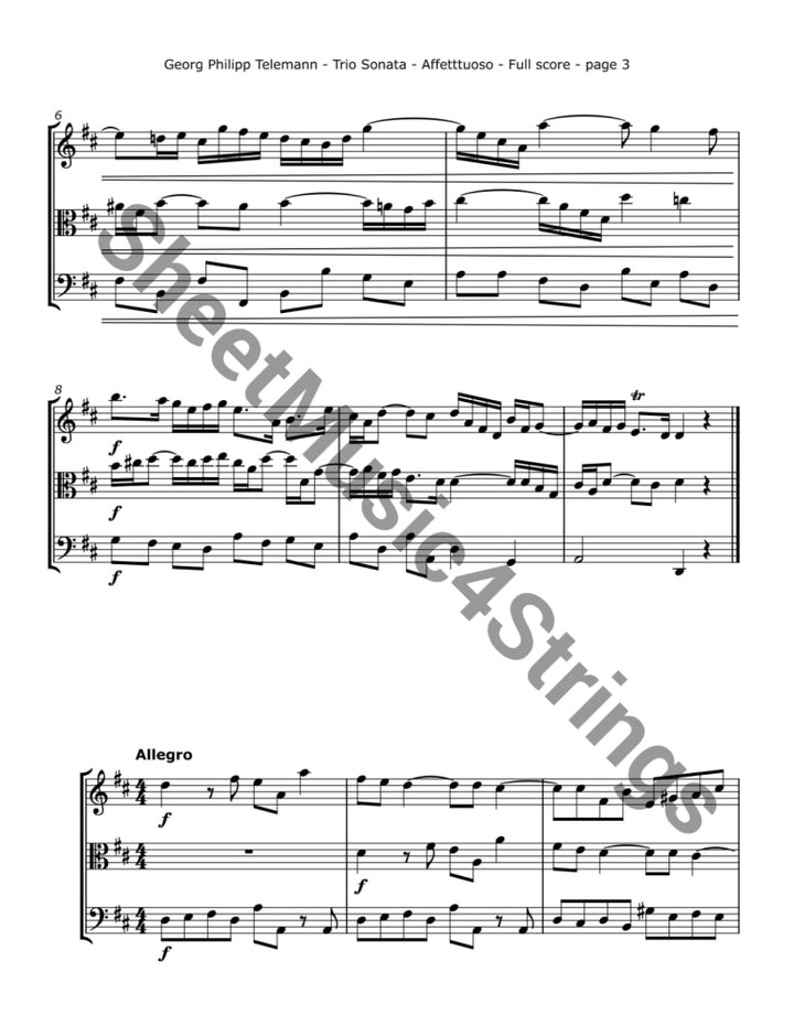 Telemann G. F. - Trio Sonata TWV 42:D12 (Violin Viola and Cello) Trios