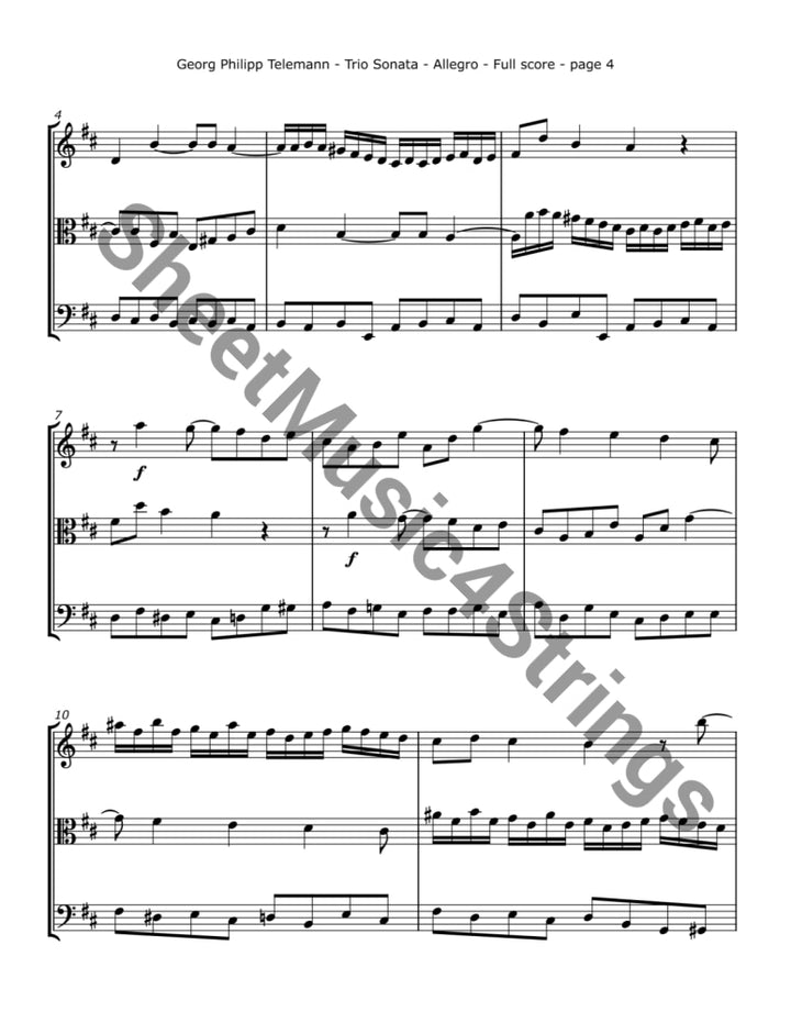 Telemann G. F. - Trio Sonata TWV 42:D12 (Violin Viola and Cello) Trios