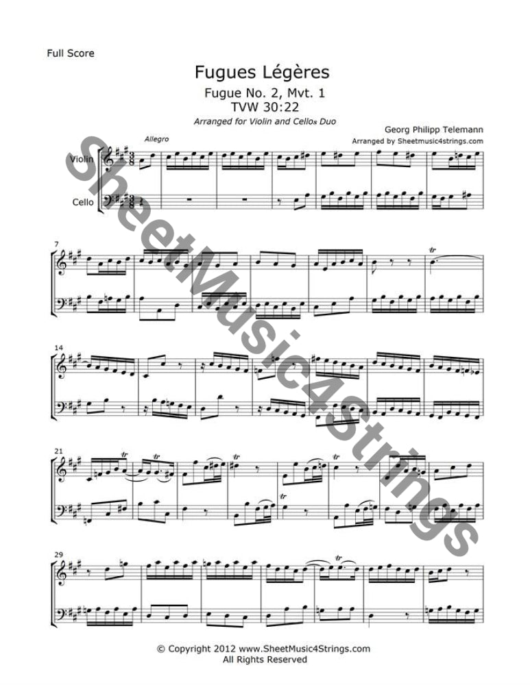 Telemann Fugue No. 2, TWV 30:22, Movement 1 sheet music