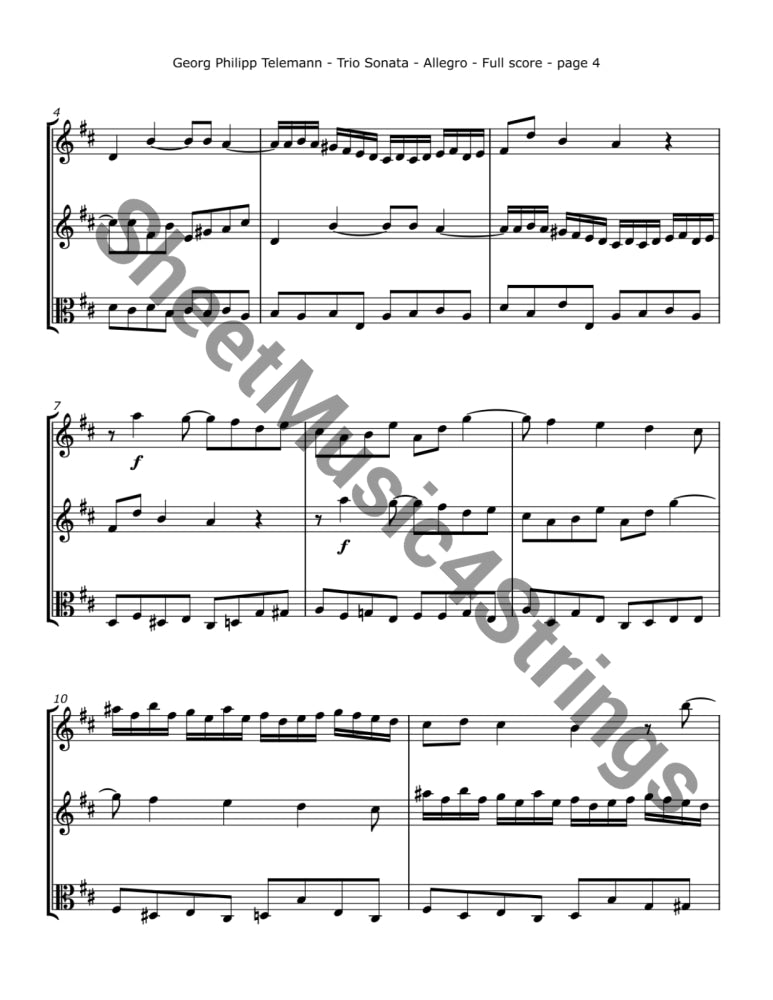 Telemann G. - Trio Sonata TWV 42:D12 (Two Violins and Viola) Trios