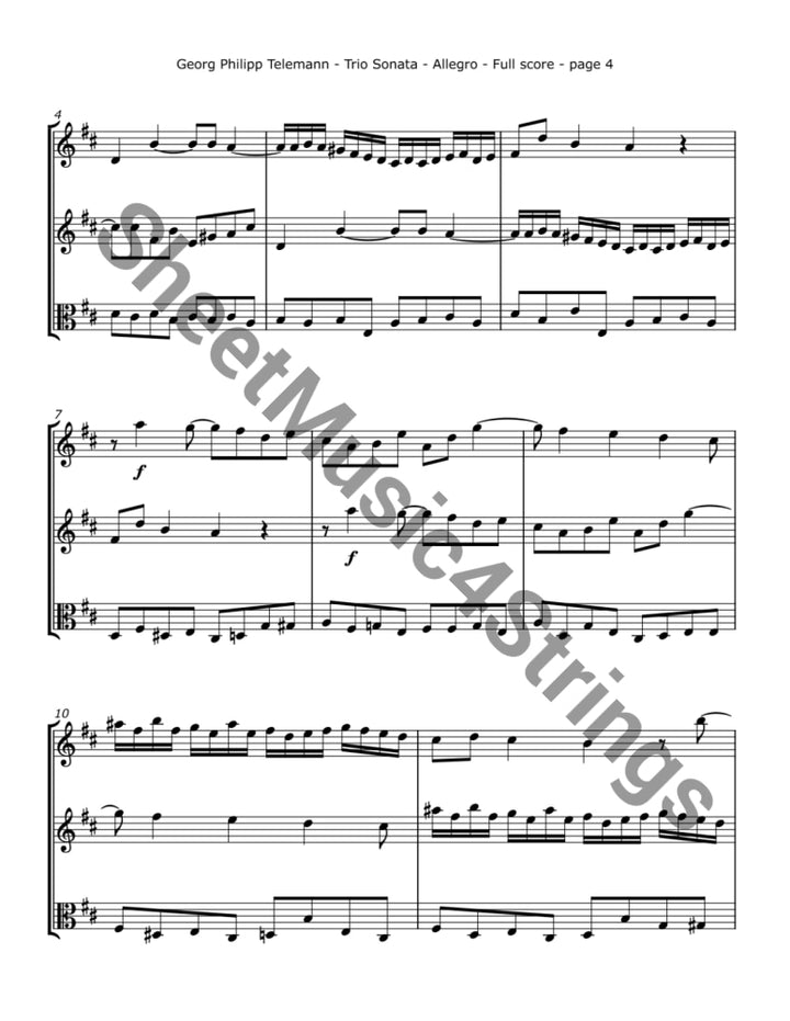 Telemann G. - Trio Sonata TWV 42:D12 (Two Violins and Viola) Trios