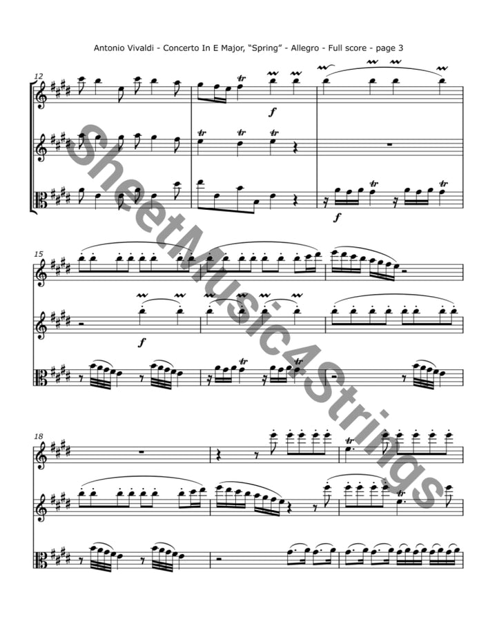 TwVivaldi A. - Concerto in E Major ’Spring’ (Two Violins and Viola) Trios