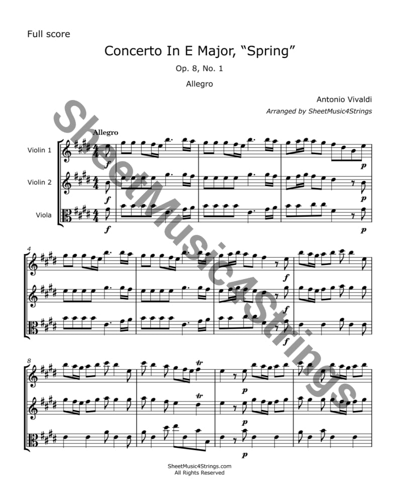 TwVivaldi A. - Concerto in E Major ’Spring’ (Two Violins and Viola) Trios