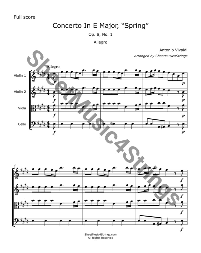 Vivaldi A. - Concerto in E Major ’Spring’ (String Quartet) Trios