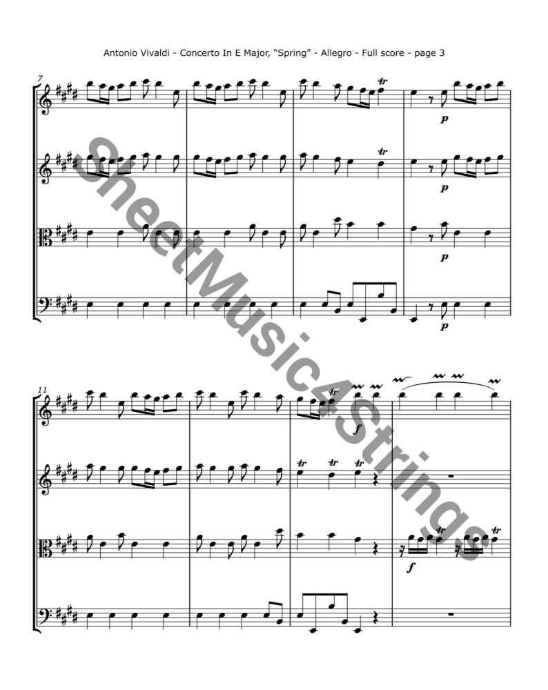 Vivaldi A. - Concerto in E Major ’Spring’ (String Quartet) Trios