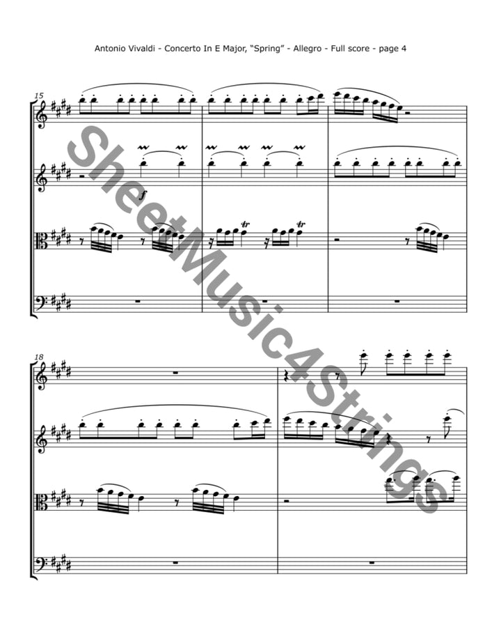 Vivaldi A. - Concerto in E Major ’Spring’ (String Quartet) Trios