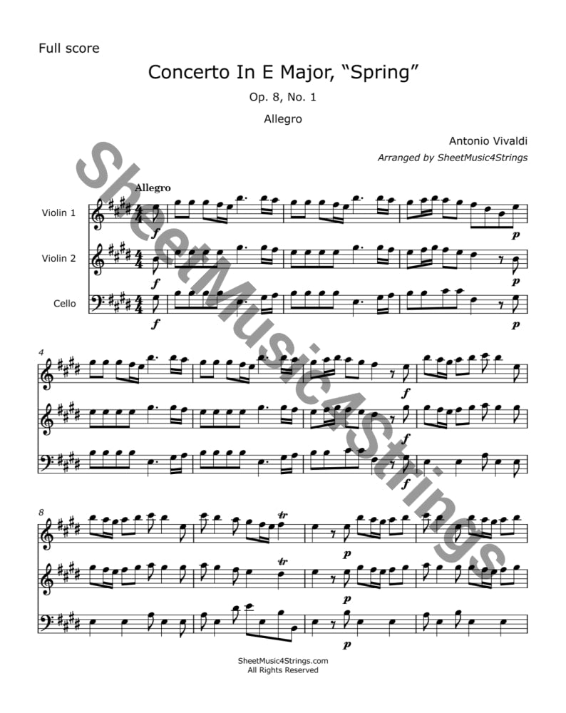 Vivaldi A. - Concerto in E Major ’Spring’ (Two Violins and Cello) Trios