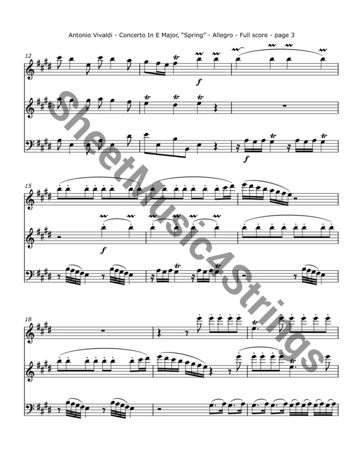 Vivaldi A. - Concerto in E Major ’Spring’ (Two Violins and Cello) Trios