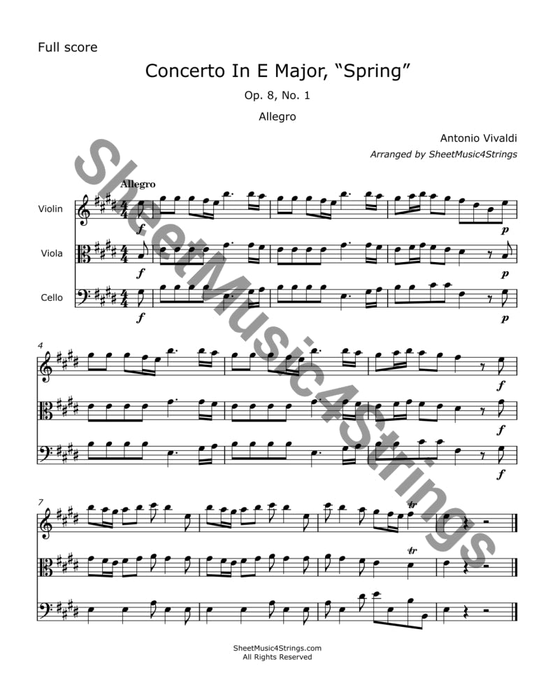 Vivaldi A. - Concerto in E Major ’Spring’ (Violin Viola and Cello) - Trios