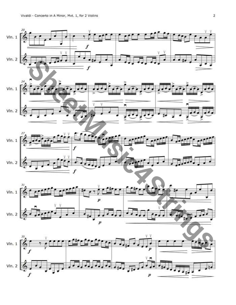 Vivaldi, A. - Concerto in  A Minor, Mvt. 1 (Violin Duo)Antonio Vivaldi (1675-1741) was an Italian priest, violinist and composer, well-known in his day for the both his violin virtuosity and the many concertos, trio sonaVivaldi, A.