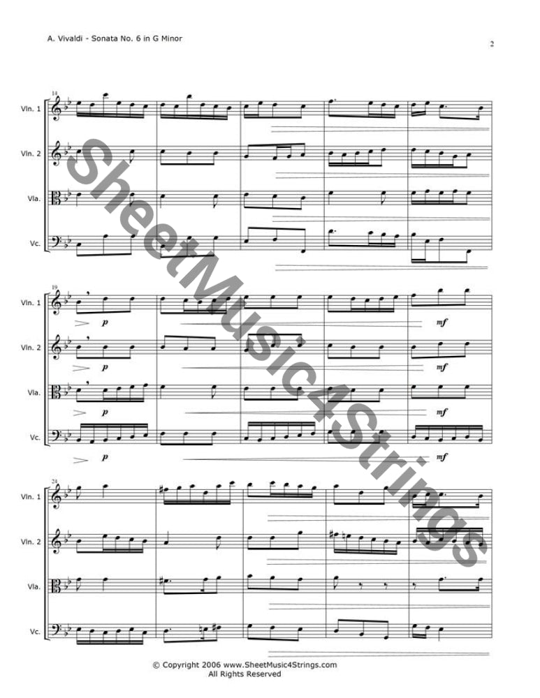 Vivaldi A. - Sonata No. 6 in G Minor Op. 13 RV 59 Mvt. 1 (Quartet) - Quartets