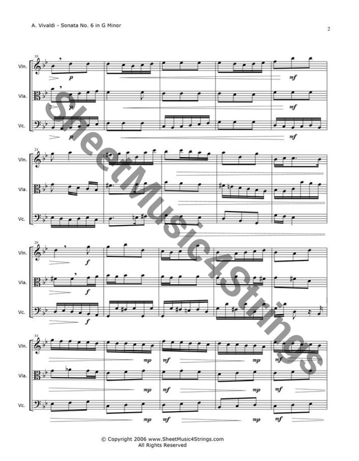 Vivaldi A. - Sonata No. 6 in G Minor Op. 13 RV 59 Mvt.1 (Violin Viola and Cello Trio) - Trios