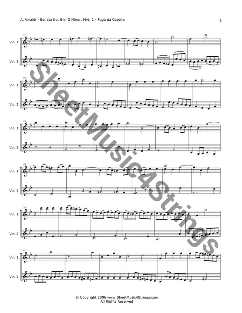 Vivaldi, A. - Sonata No. 6 in G Minor, Op. 13, RV 59, Mvt. 2 (Violin DAntonio Vivaldi (1675-1741) was an Italian priest, violinist and composer, well-known in his day for the both his violin virtuosity and the many concertos, trio sonaVivaldi, A.