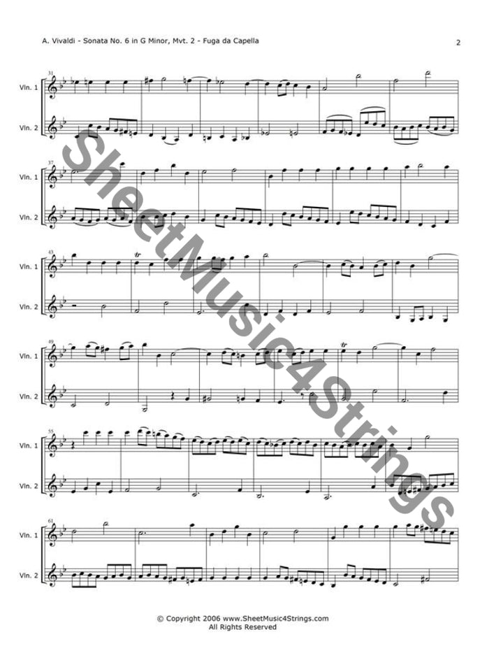 Vivaldi, A. - Sonata No. 6 in G Minor, Op. 13, RV 59, Mvt. 2 (Violin DAntonio Vivaldi (1675-1741) was an Italian priest, violinist and composer, well-known in his day for the both his violin virtuosity and the many concertos, trio sonaVivaldi, A.