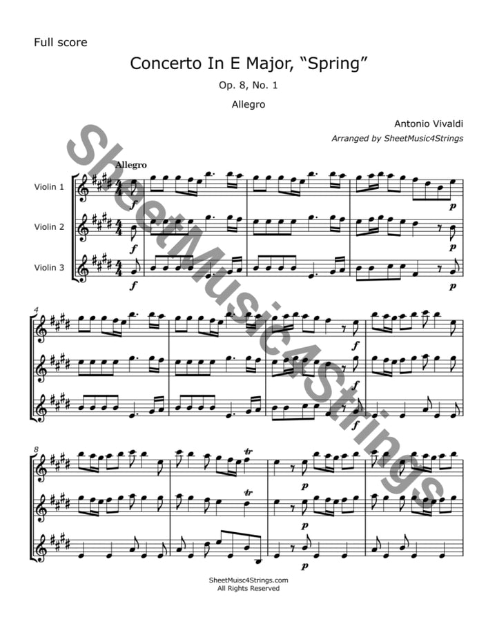 Vivaldi A. - Violin Concerto in E ’Spring’ for Three Violins Trios