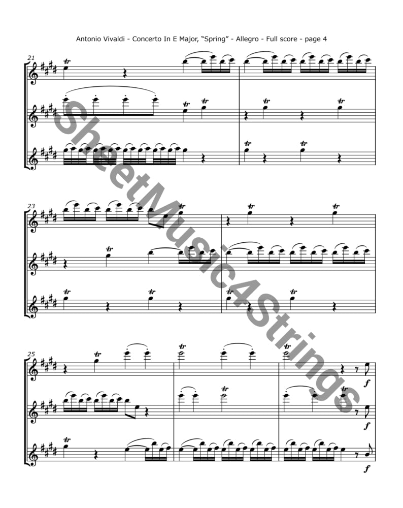 Vivaldi A. - Violin Concerto in E ’Spring’ for Three Violins Trios