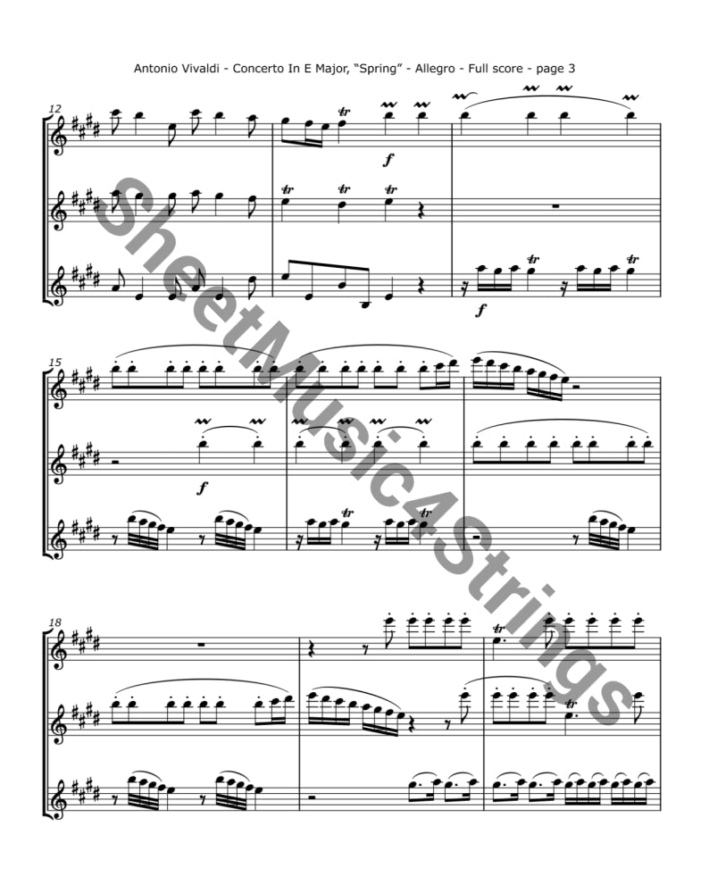 Vivaldi A. - Violin Concerto in E ’Spring’ for Three Violins Trios