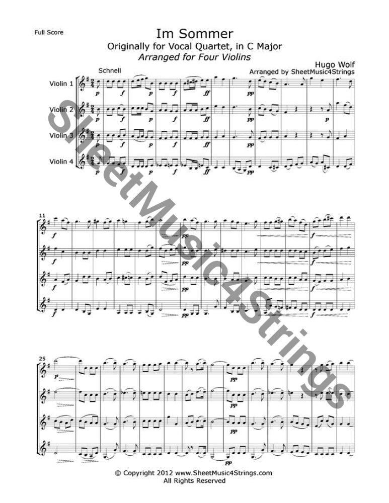 Full score of “Im Sommer” by Hugo Wolf
