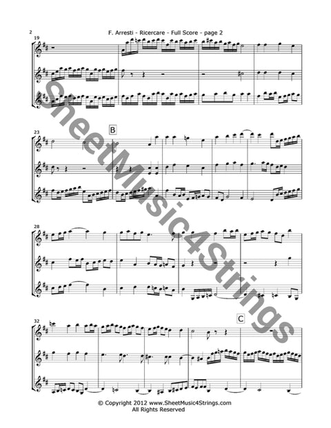 Arresti F. - Ricercare (2 Violins And Cello Trio) Trios