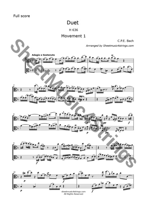 Bach C.p.e - Duet (Two Viola Duo) Duos