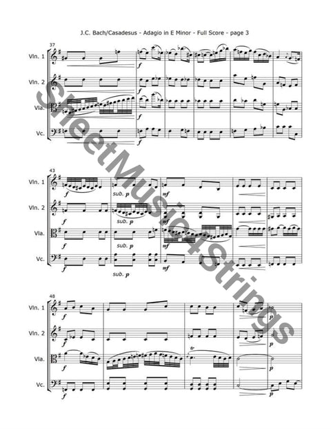 Bach J.c/casadesus- Adagio In E Minor (String Quartet) Quartets