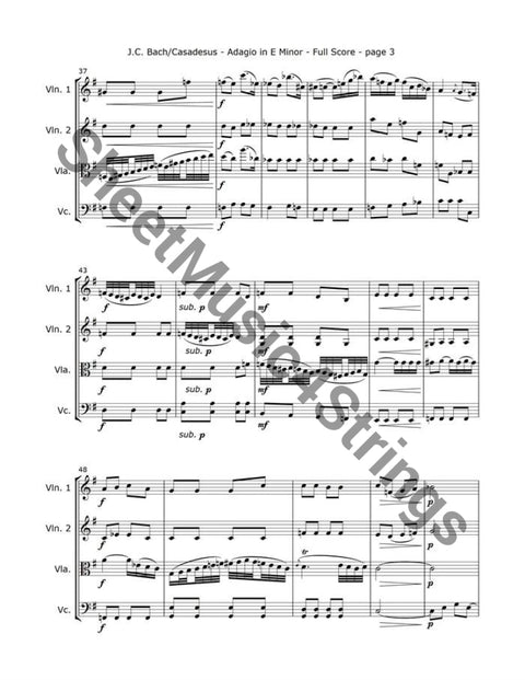 Bach J.c/casadesus- Adagio In E Minor (String Quartet) Quartets