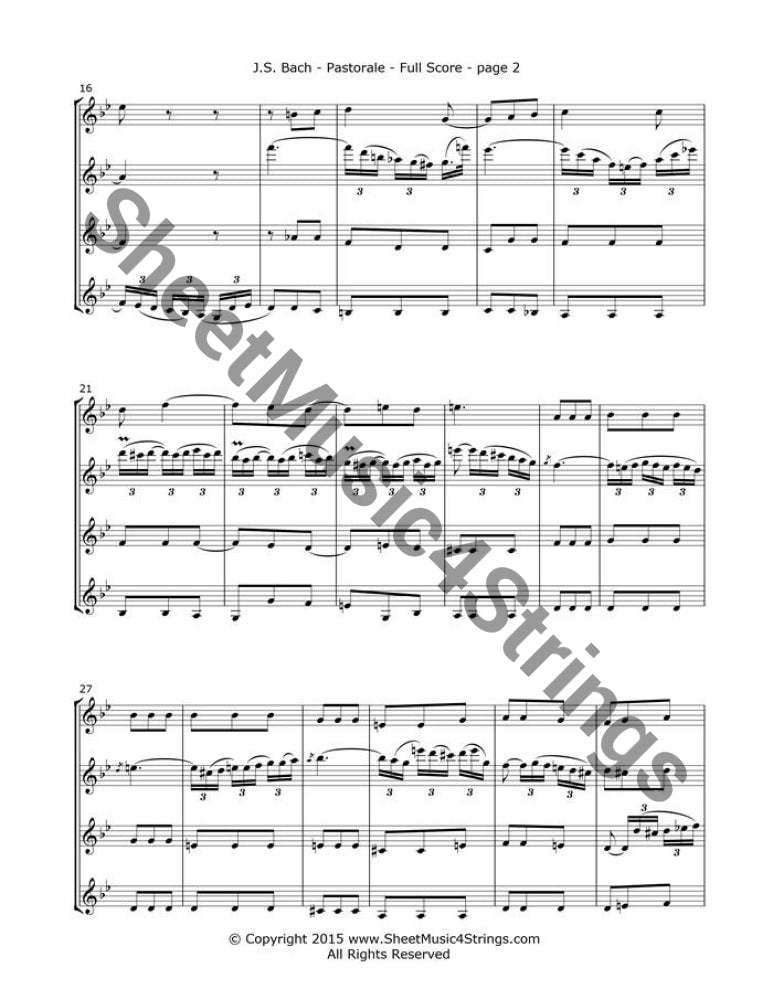 Bach J.s. - Pastorale In F Mvt. 3 (Four Violins) Quartets