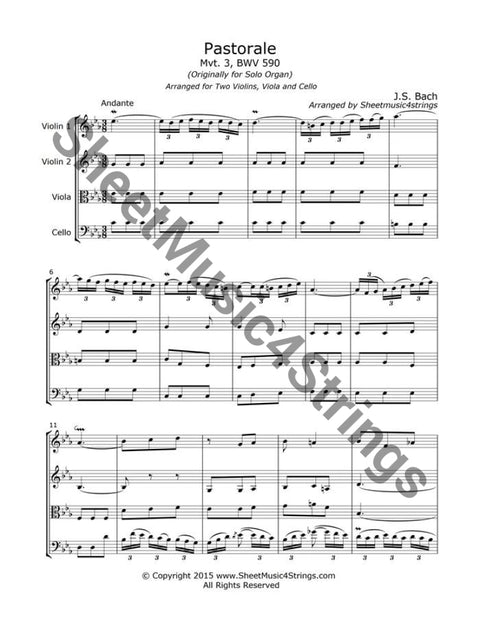 Bach J.s. - Pastorale In F Mvt. 3 (Quartet) Quartets