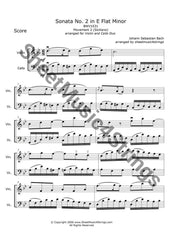 Bach J.s. - Sonata No. 2 In E Flat Major Bwv 1031 Siciliano (Violin And Cello Duo) Duos