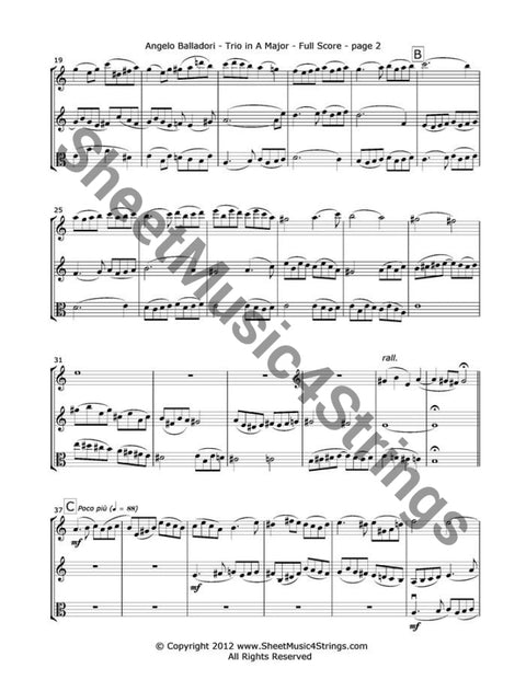 Balladori A. - Trio In A Major (2 Violins And Viola) Trios