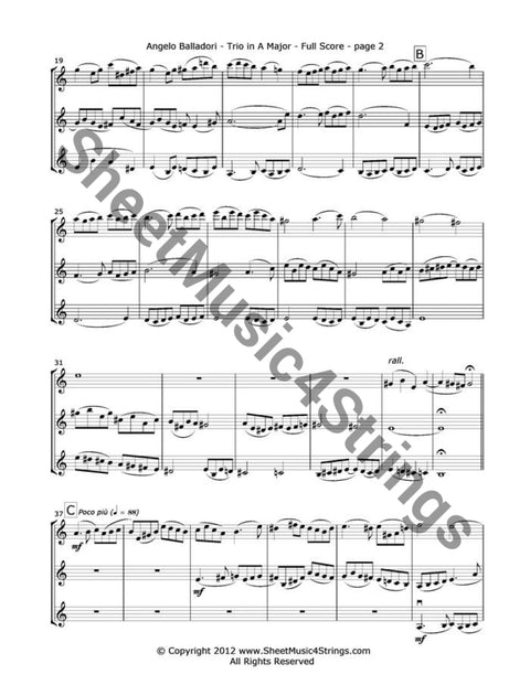 Balladori A. - Trio In A Major (Three Violins) Trios