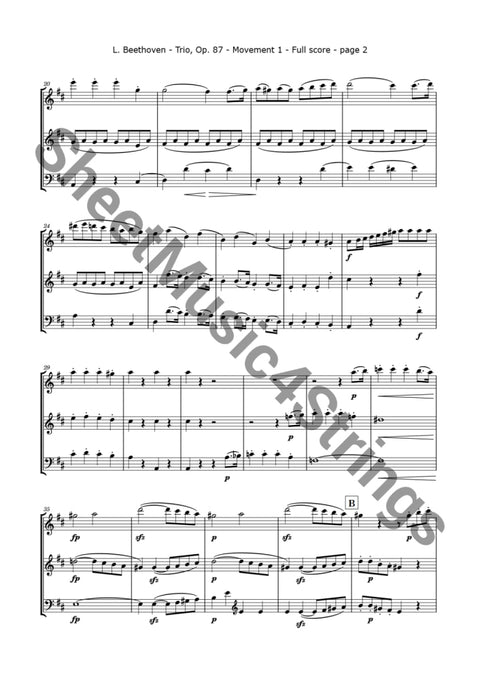 Beethoven L. - Trio In C Op. 87 (2 Violins And Cello) Trios